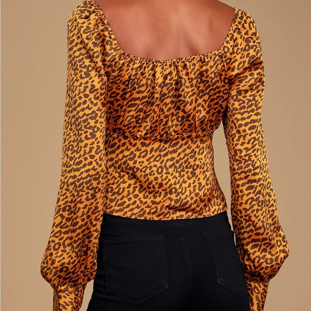 Lulus Burt orange leopard print top size S - Picture 6 of 12